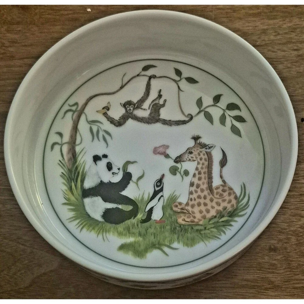 Vtg 1988 Lynn Chase Jungle Party 3Pc Children's Set Plate Bowl Mug Mint Japan